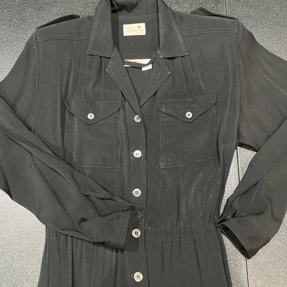 Liz Claiborne Womens Vtg Jumpsuit Sz 6 Black Button Belted Retro Western Grunge - Picture 7 of 7